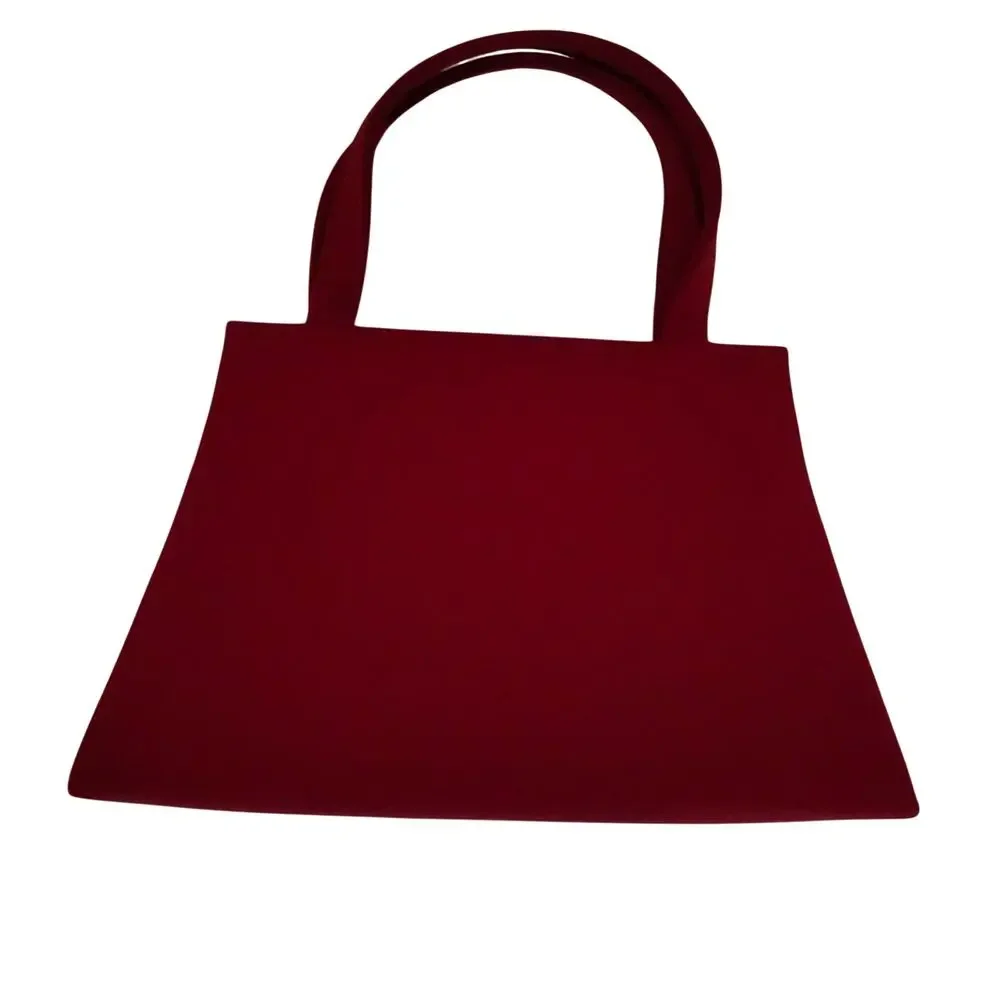 Small Red Satin Evening Clutch/Handbag with Matching Handles and Straps